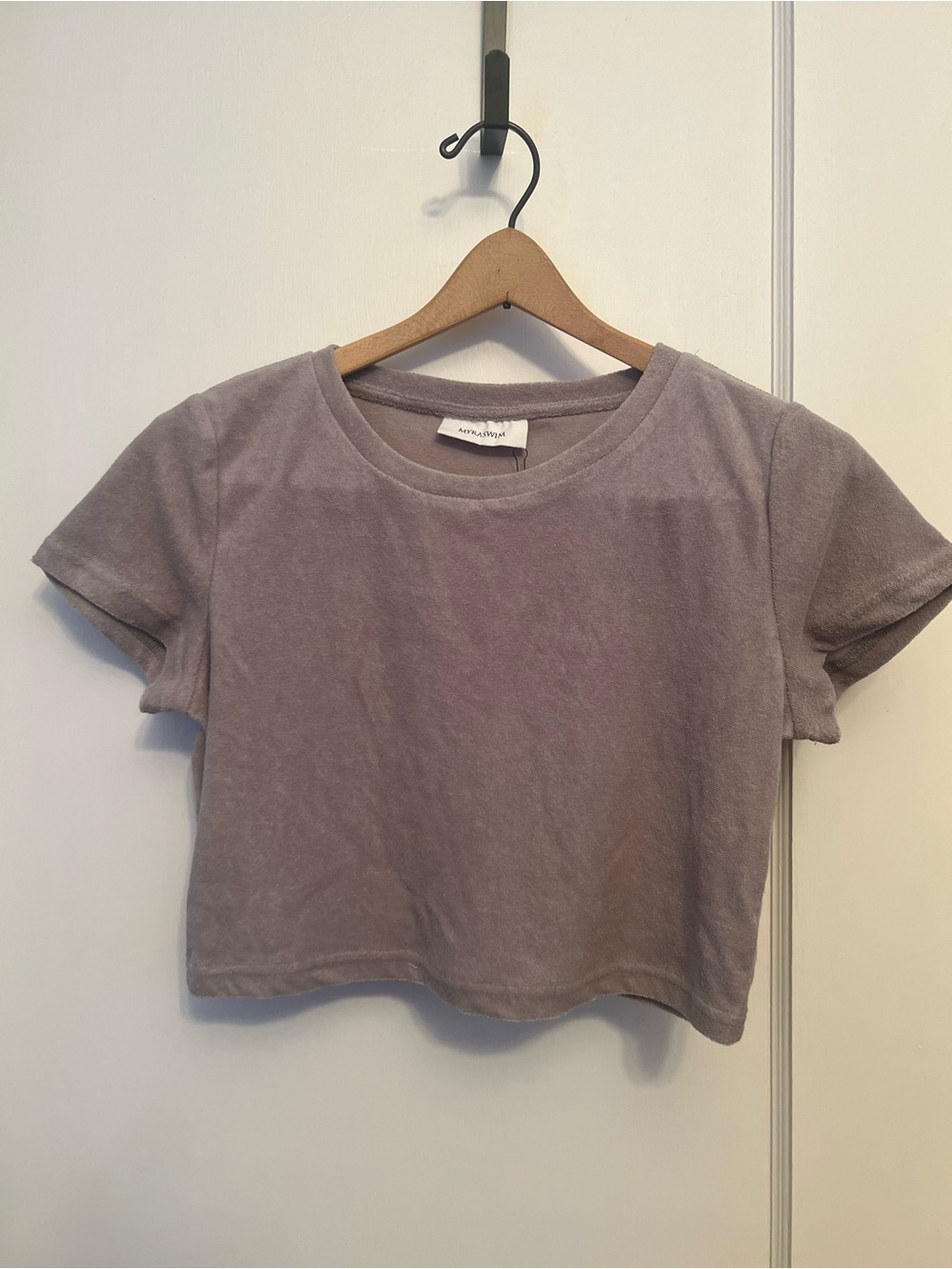 Myra Swim Cropped Crewneck Tee in Grey / Swim Cover-up